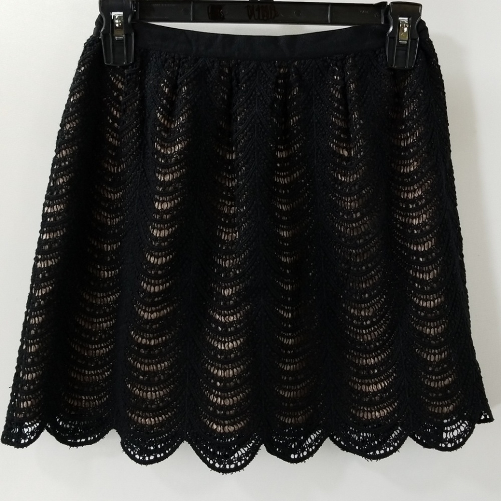 Club Monaco Black Crochet A-line Skirt Size 00